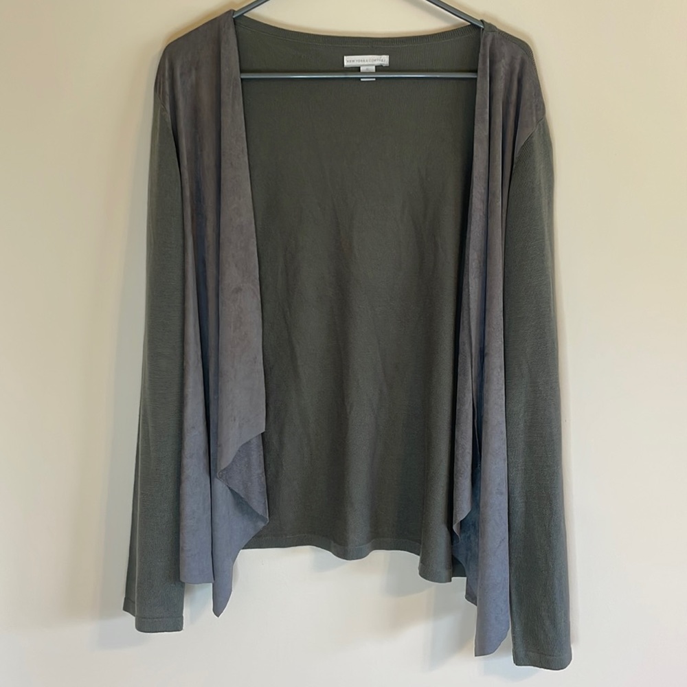 New York & Company Womens XL Gray Cardigan Soft Front Asymetrical Panels